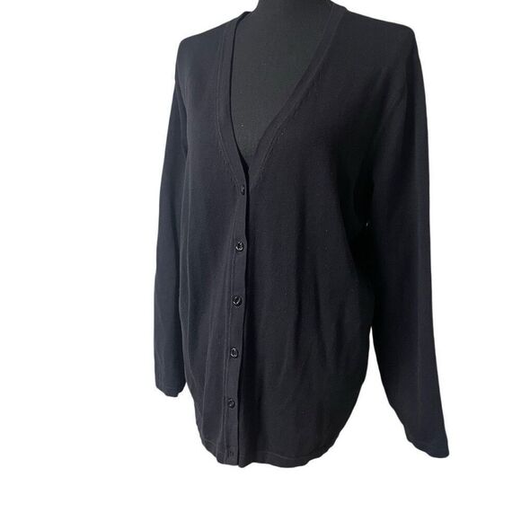 Lane Bryant Black V Neck Button Front Cardigan - Picture 1 of 5